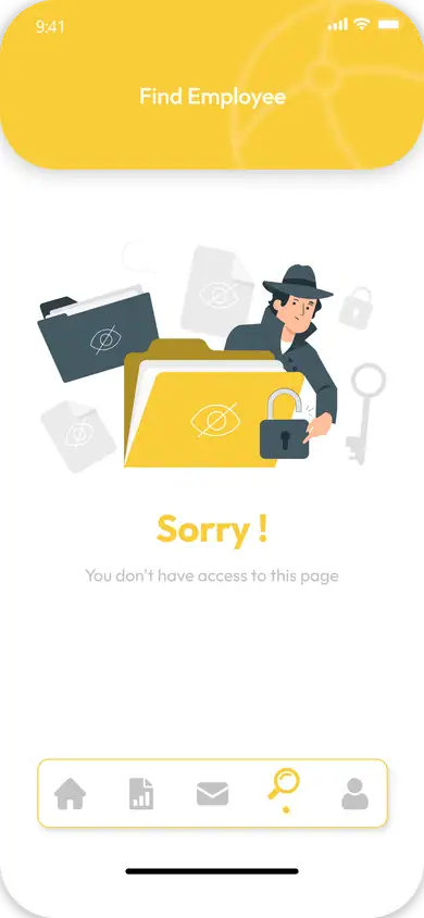 شاشة عدم الصلاحية في Sense More للموظف بدون إذن